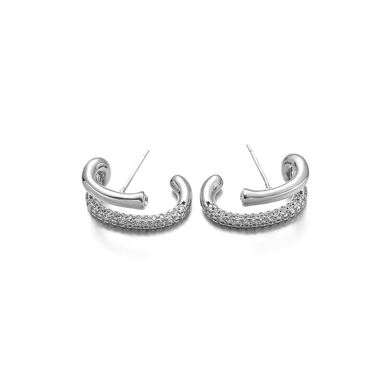 Double Line Zircon Embellished Earrings