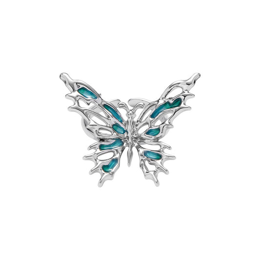 Designer Metal Blue Butterfly Hollow Metal Adjustable Ring