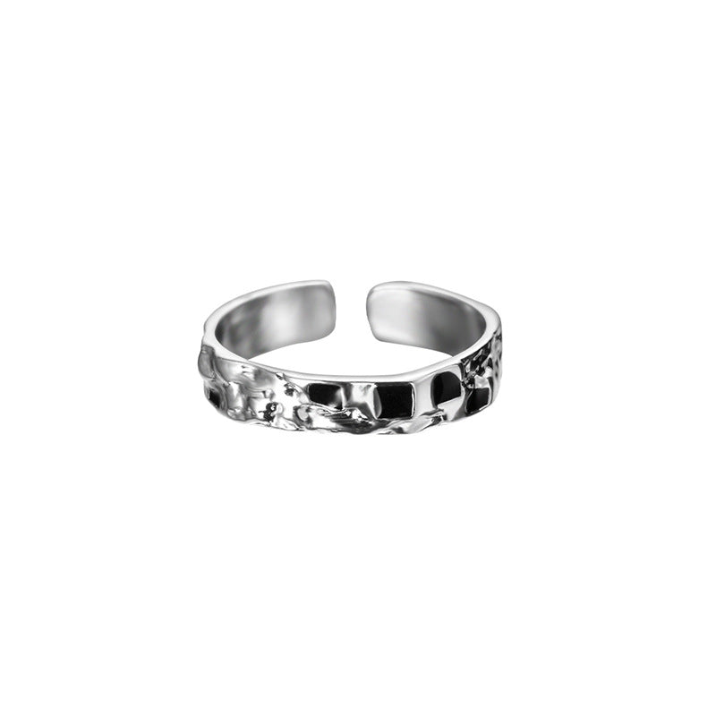 Designer Unisex Black and White Checkerboard Ring