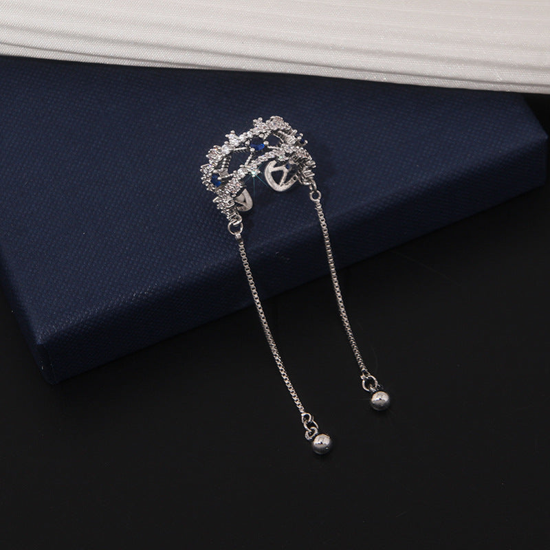 Fancy Girl Blue Zircon Tassel Ear Cuff