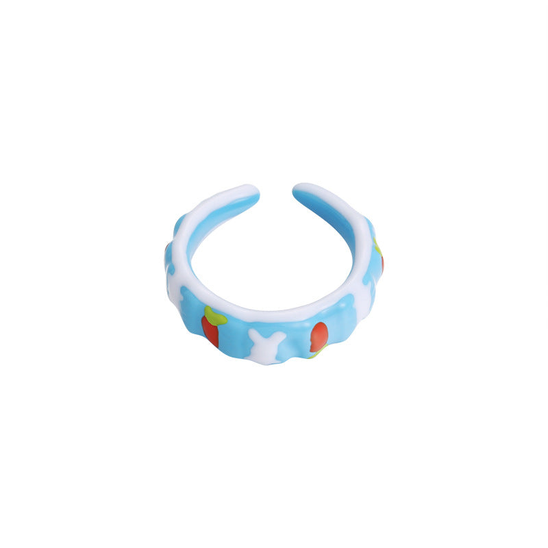 Y2K Cute Blue Sweet Hand Drip Ring