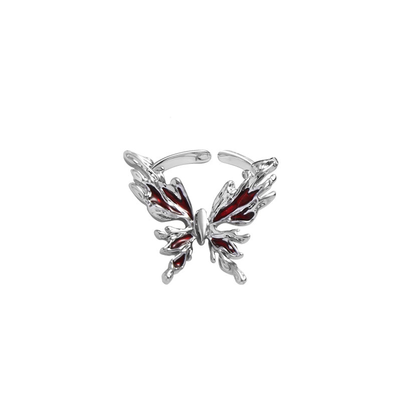 Women Punk Red Butterfly Ring