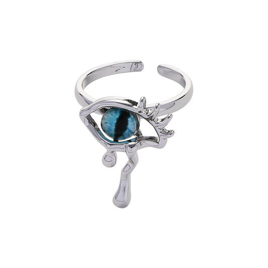 Girl's Cute Big Blue Devil Eyes Ring