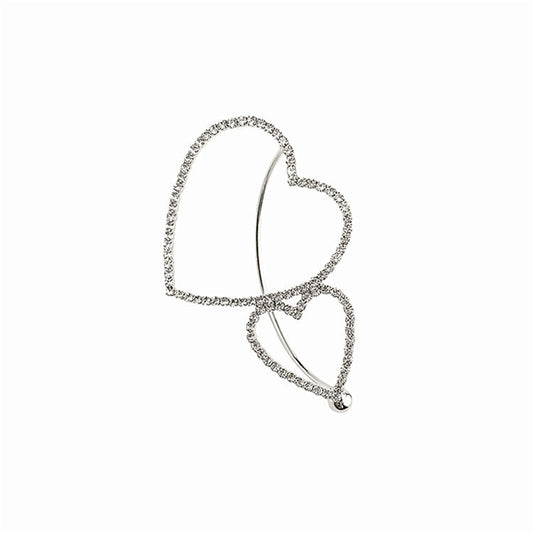 Rhinestone Women Shining Double Heart Ear Cuff(Single One)