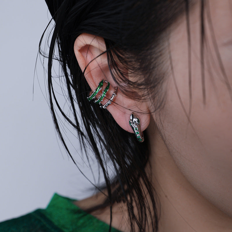 Green Snake Slytherin Three Layers Ear Cuff