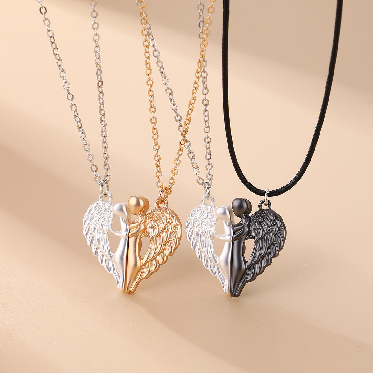 Hugging Angle Heart Magnetic Couple Necklace