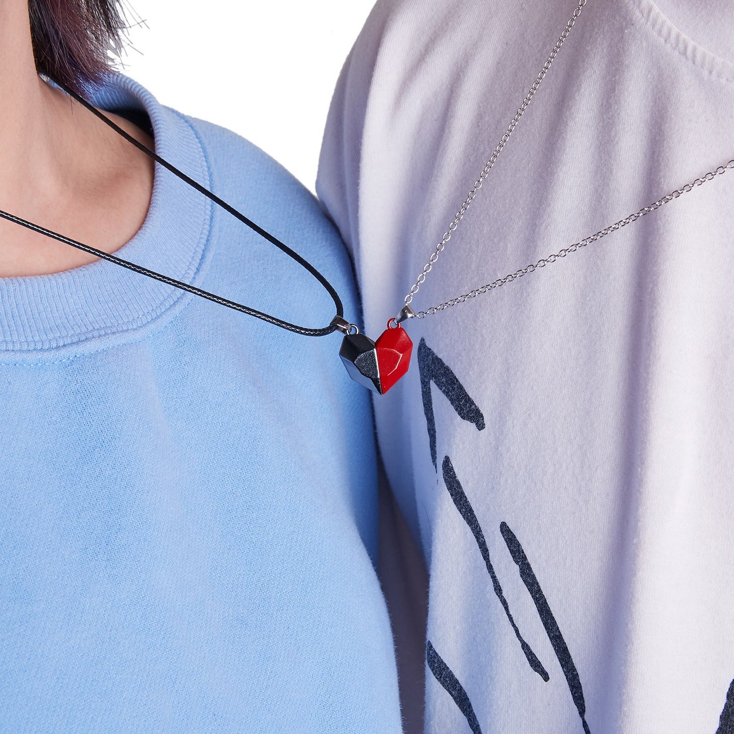 Heart Metal Magnetic Couple Necklace