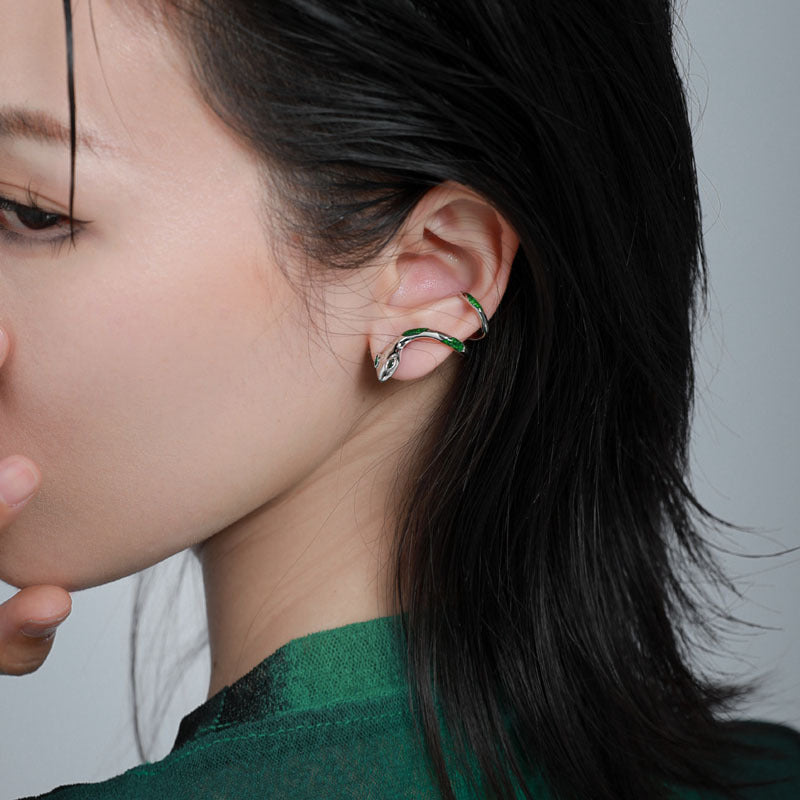 Y2K Chic Green Snake Ear Stud