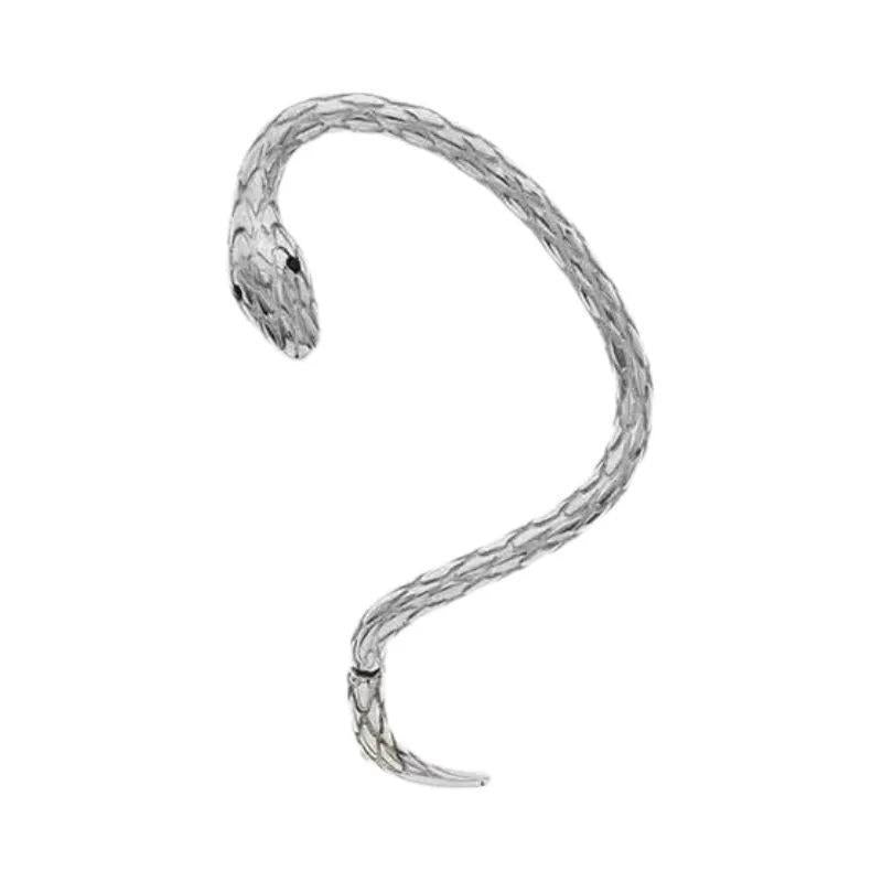 Designer Chic Silver Metal Snake Ear Stud