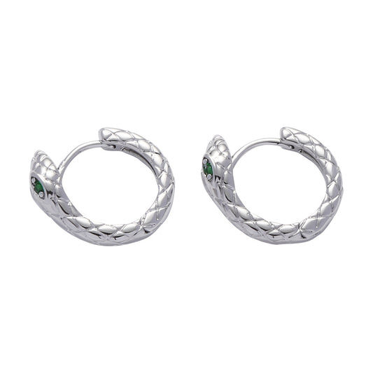 Fancy Snake Green Eye Hoop Earring