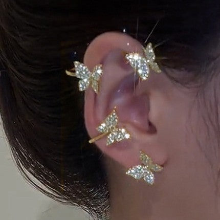 Super Flashing Butterfly Cuff Earrings Diamond Earrings No Piercing