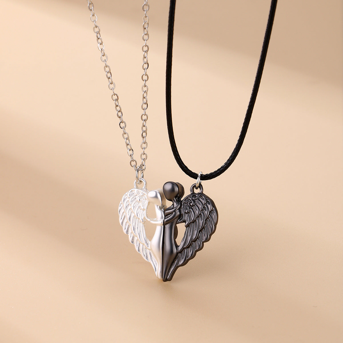 Hugging Angle Heart Magnetic Couple Necklace