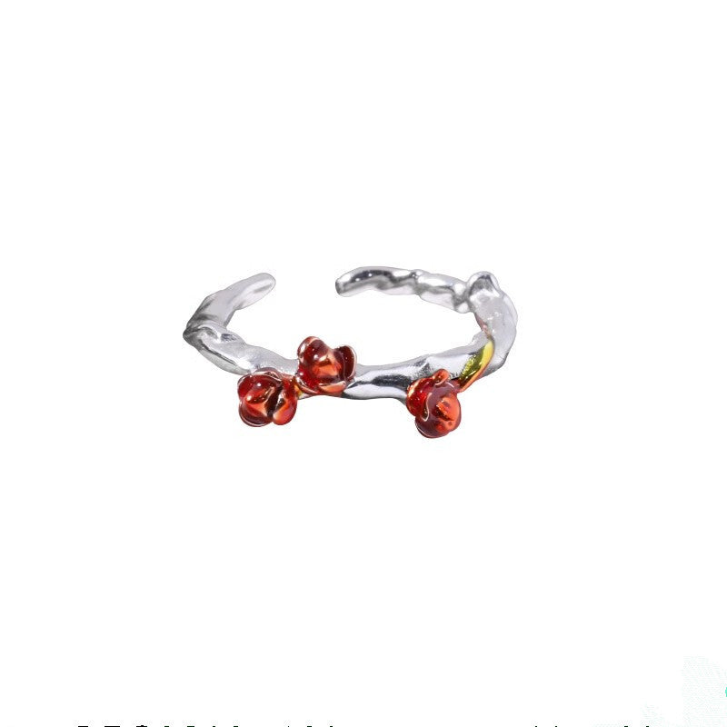 Romantic Designer Red Blood Rose Open Ring