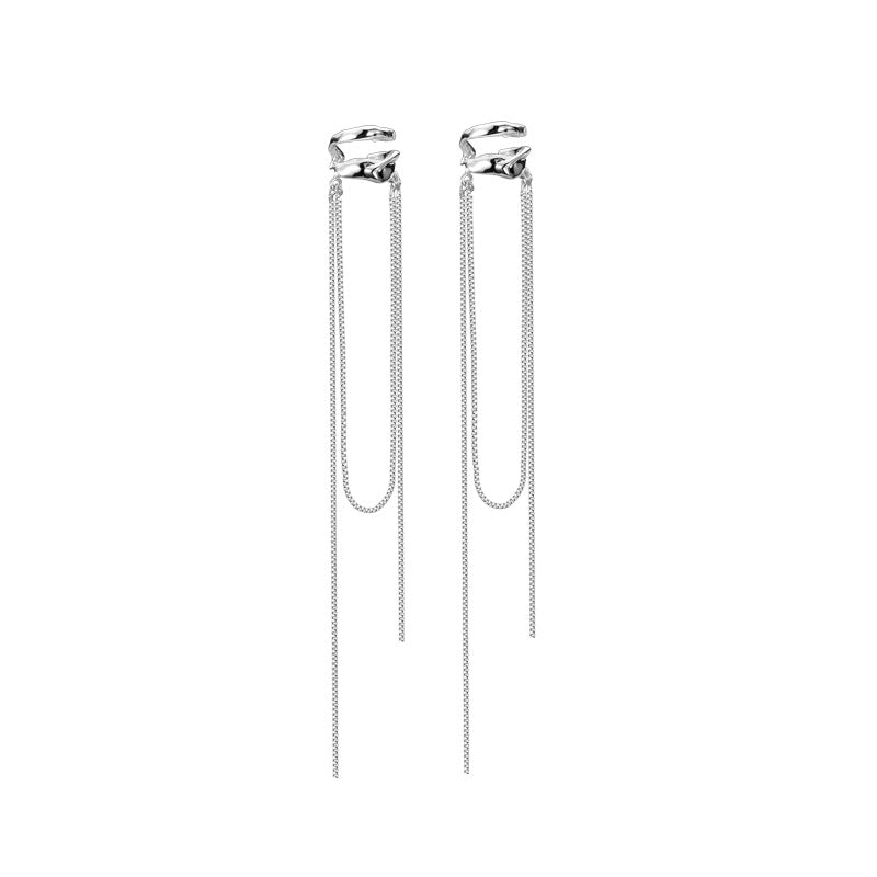 S925 Silver Unisex Long Tassel Ear Clip/ Ear Cuff(single one)