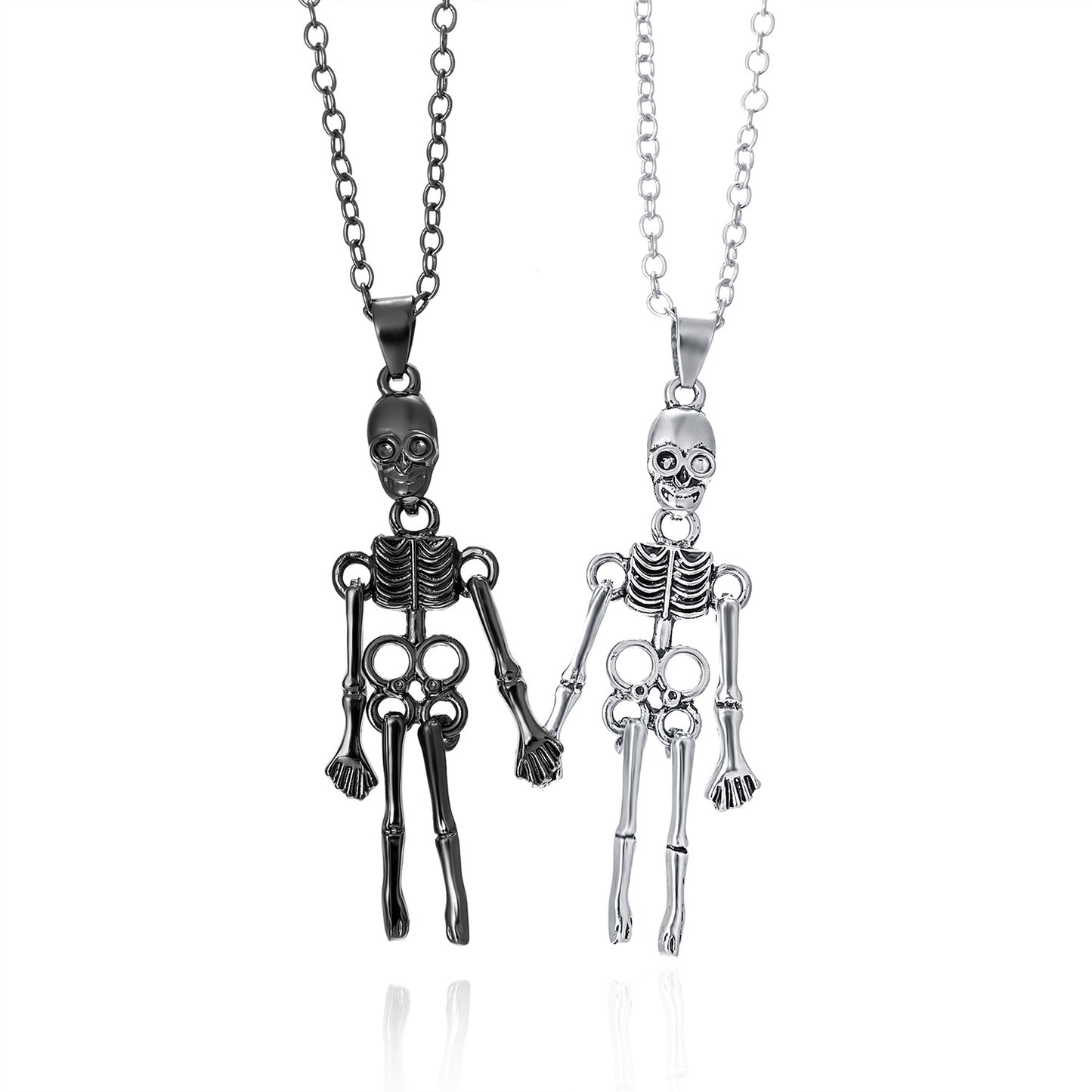 Human Skeleton Alloy Magnetic Couple Necklace