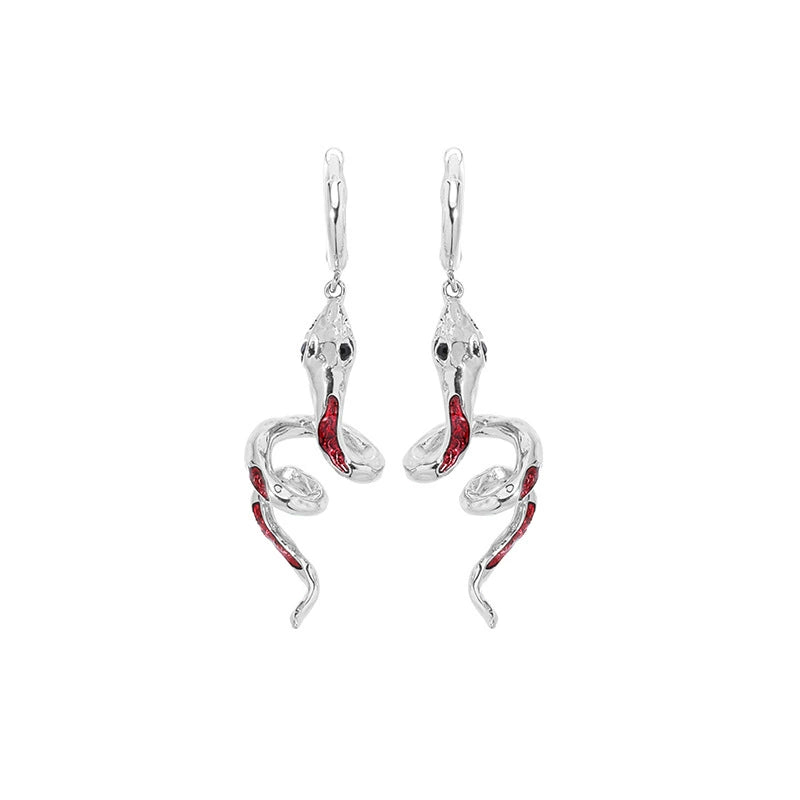 Red Snake Twining Hoop Earring