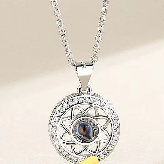 Sun and Moon Rhinestone Magnetic Couple Necklace