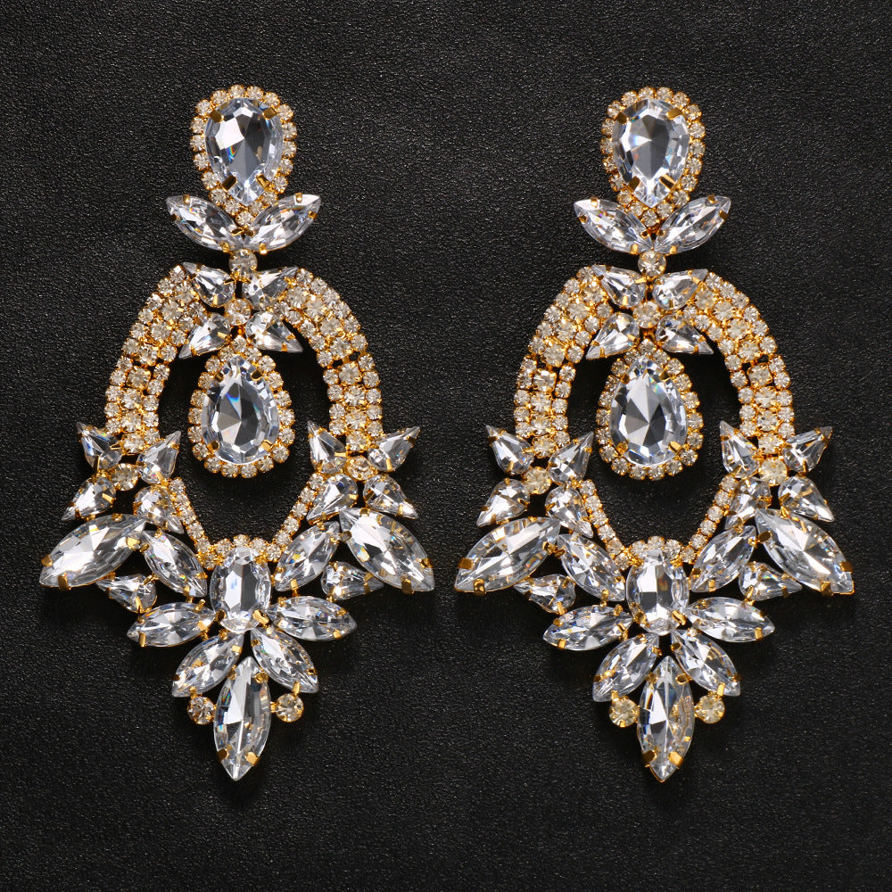 Women Queen Large Rhinestone Earring