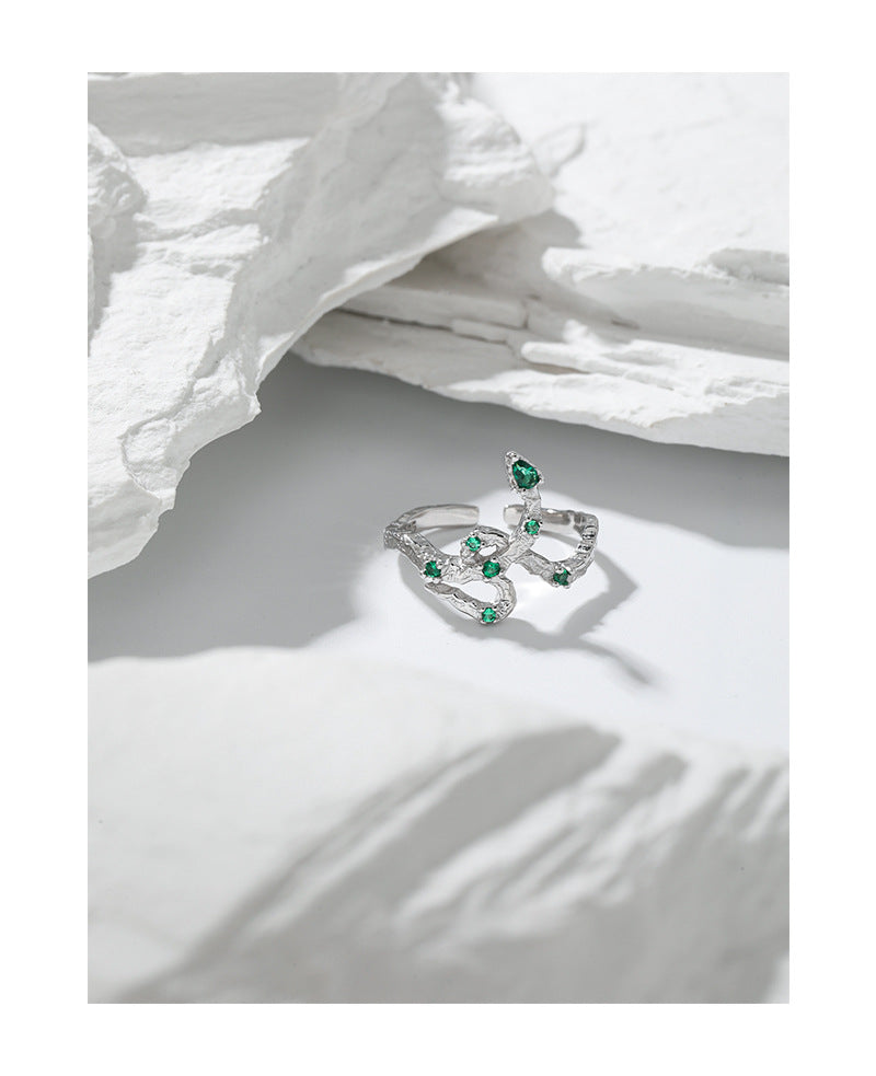 Slytehrin Snake S925 Silver Green Zircon Ring