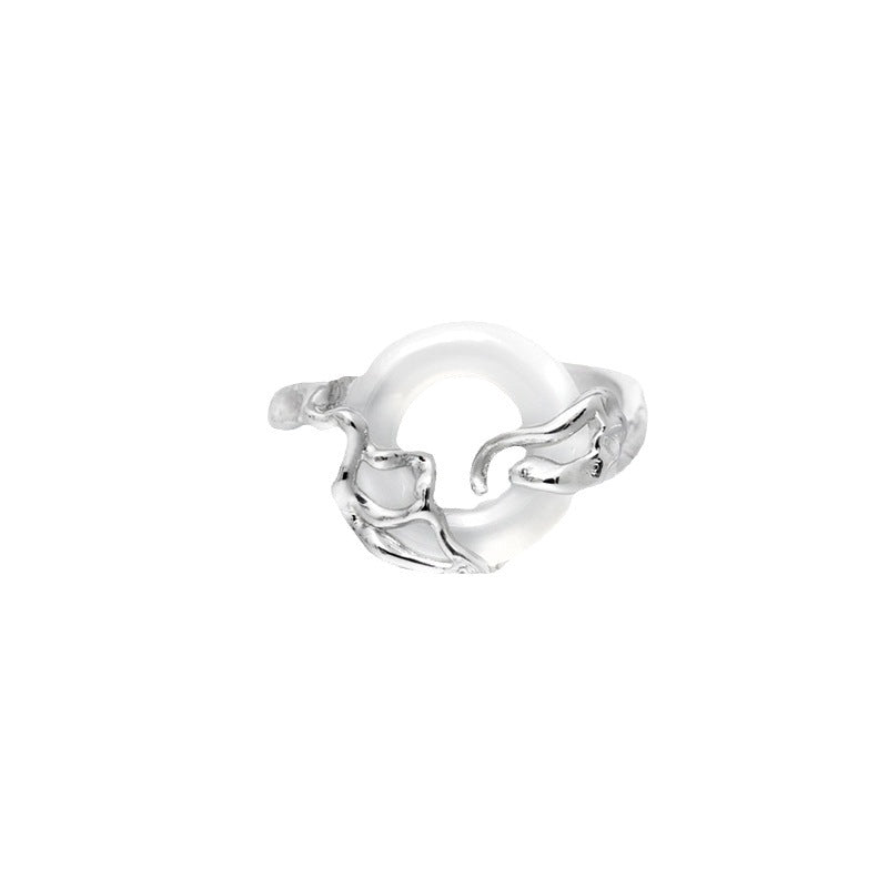 Unisex S925 Sterling Silver Chalcedony Ring