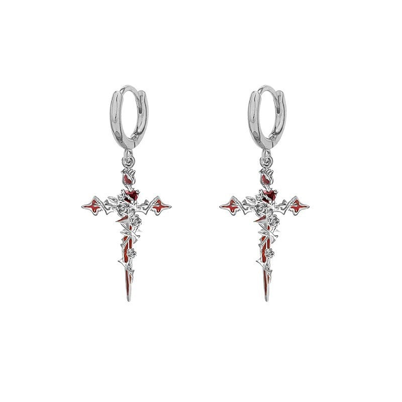 Gothic Y2K Unisex Fallen Angel Sword Alloy Stud Earring