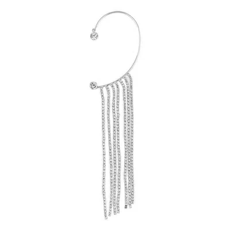 Fancy Women Long Tassel Rhinestone Cuff Earring