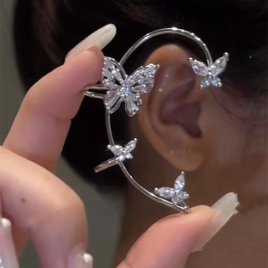 Sweet Silver Butterfly Shining  Zircon Ear Cuff