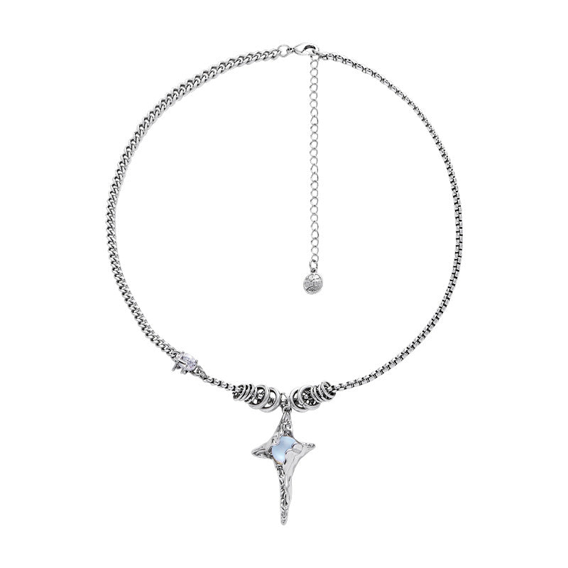 Chic Unisex Moonstone Ninja Star Necklace