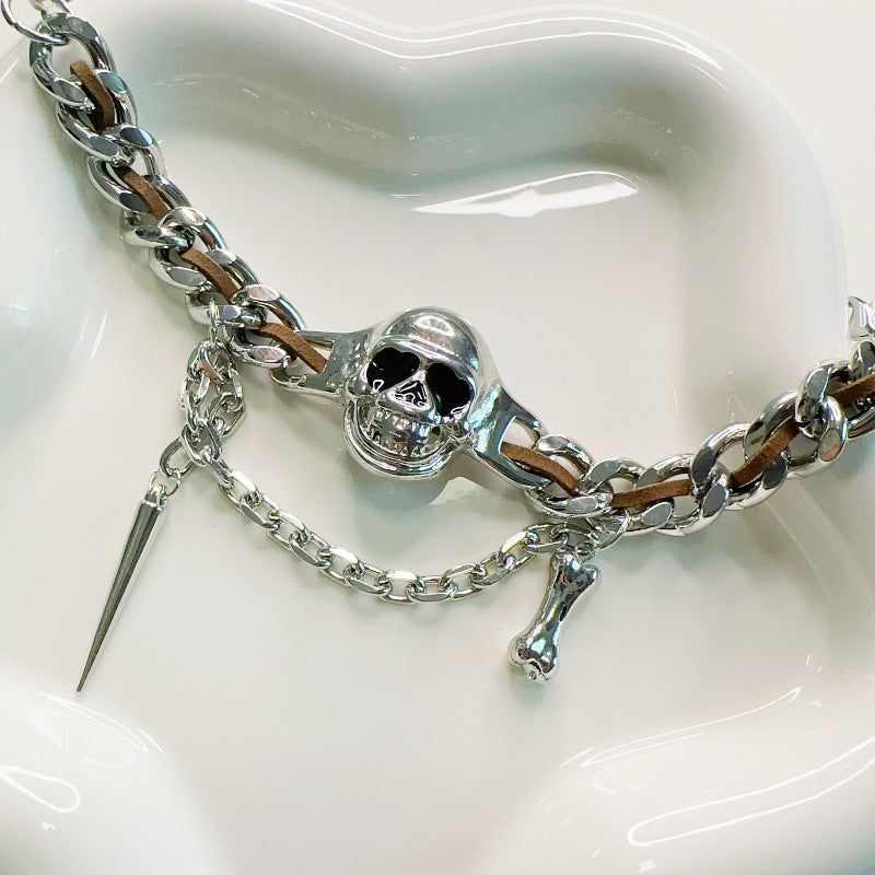 Punk Unisex Skull Metal Choker Necklace