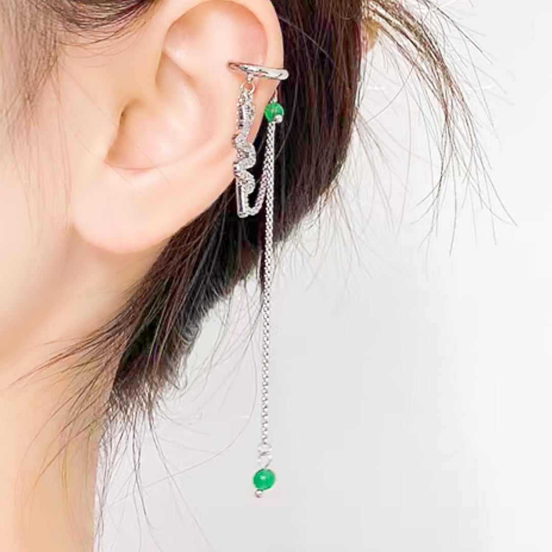 Chic Rhinestone Snake Tassel Ear Cuff