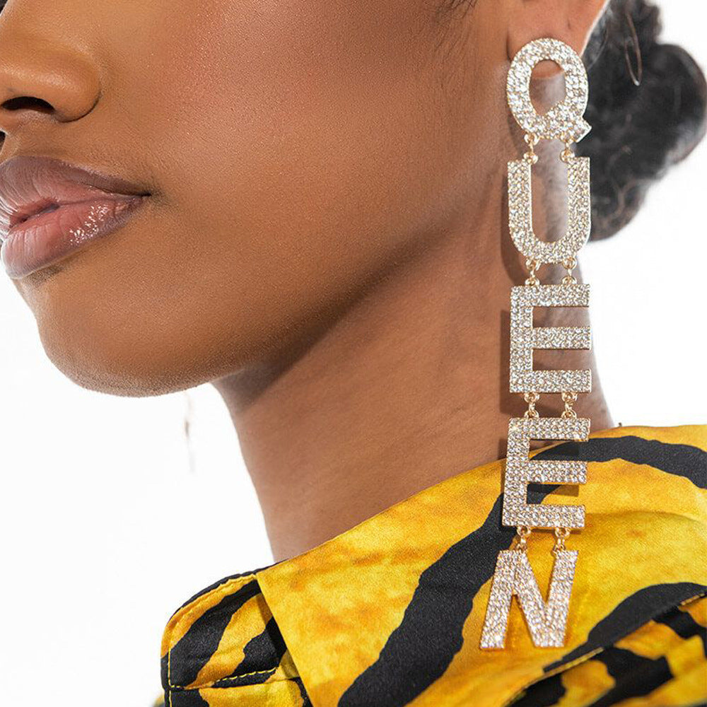 Women QUEEN NEVER DIES DROP EARRINGS