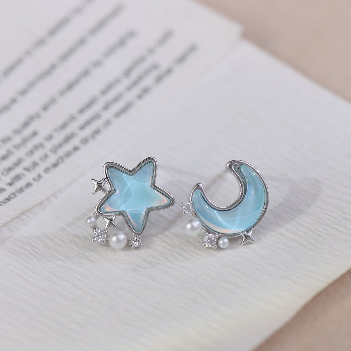 Sweet Girl Blue Star & Moon Earring