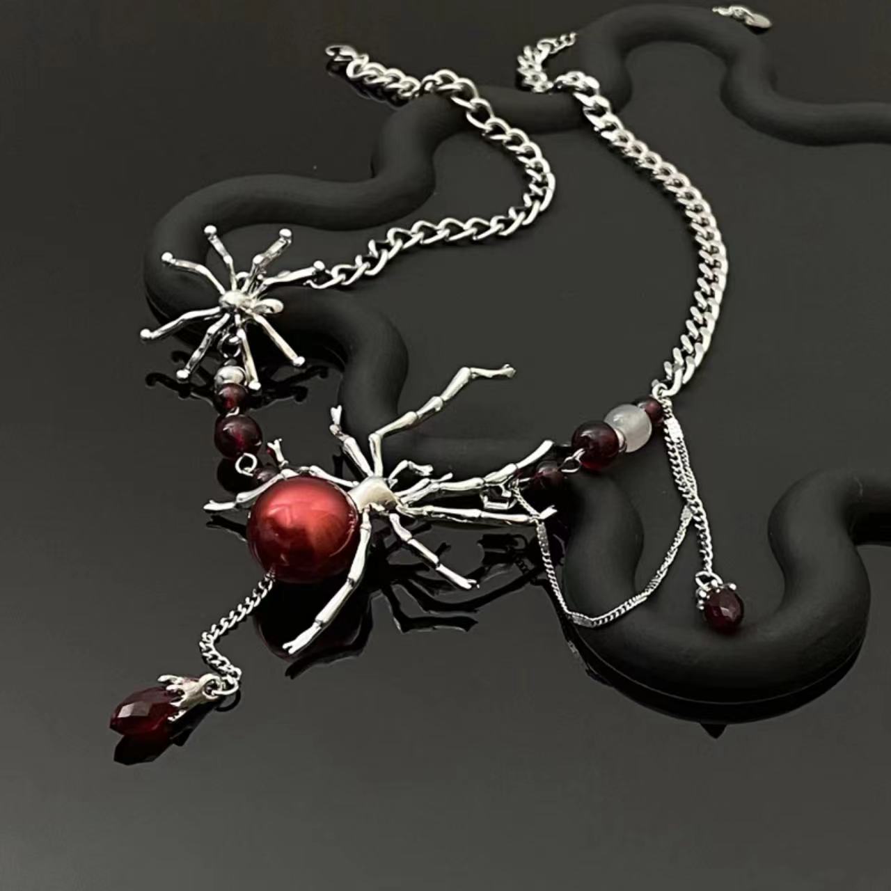 Y2K Chic Spicy Girl Red Spider Metal Necklace