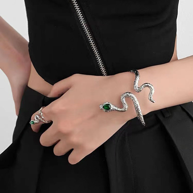 Slytherin Snake Green Eye Metal Bracelet