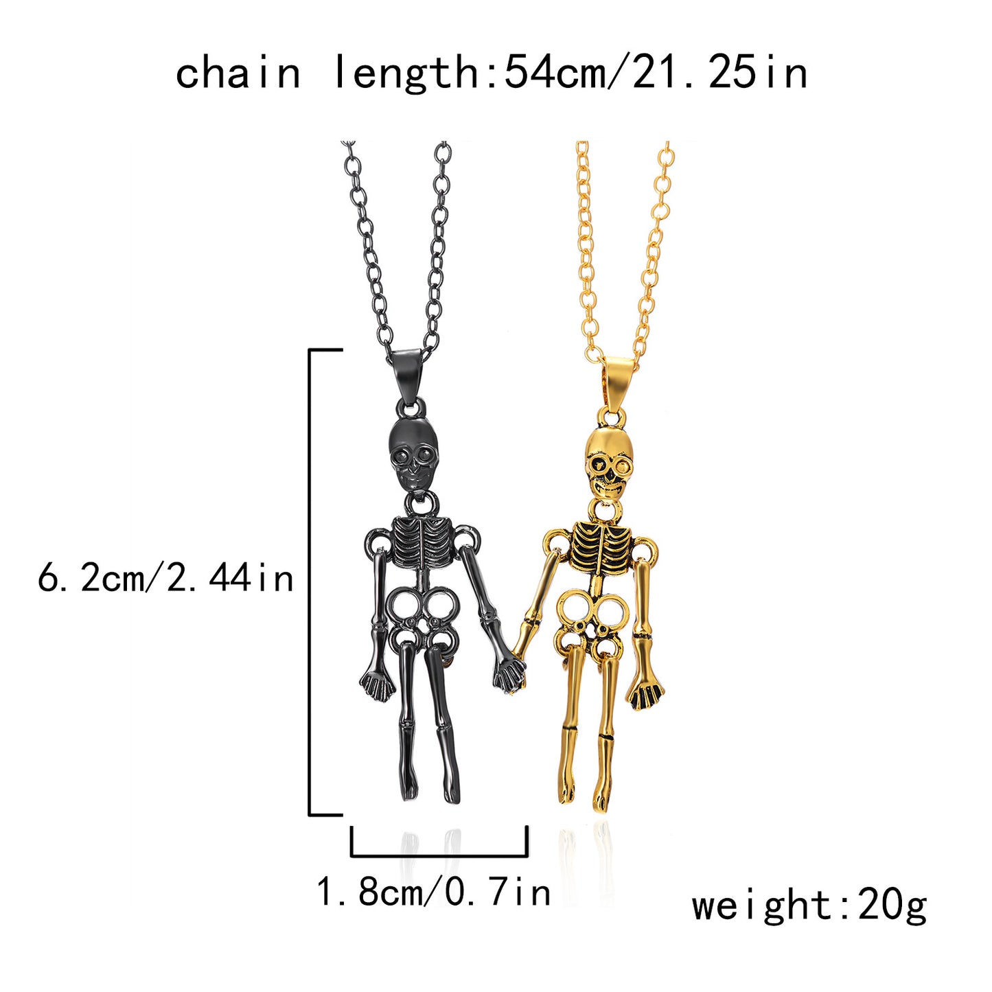 Human Skeleton Alloy Magnetic Couple Necklace