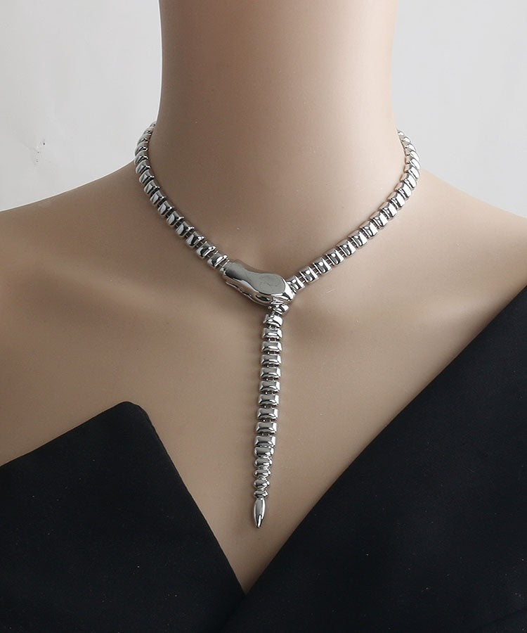 Women Chic Designer Cool Metal Snake Chain Necklace