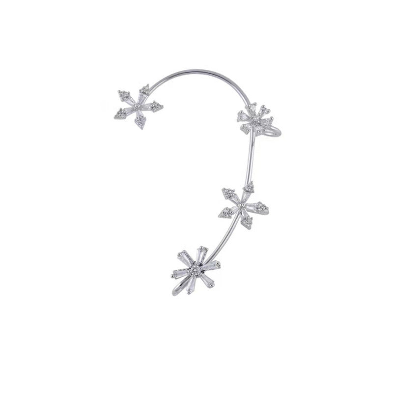 Cute Women Silver Flower Rotatable Ear Cuff