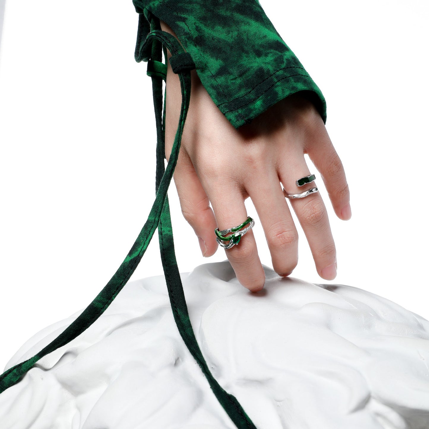 Designer Slytherin Snake Green Alloy Open Ring