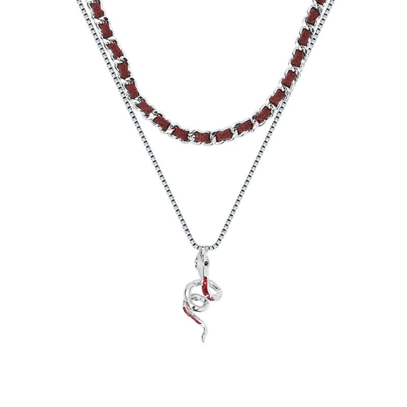 Y2K Red Snake Double Layer Necklace