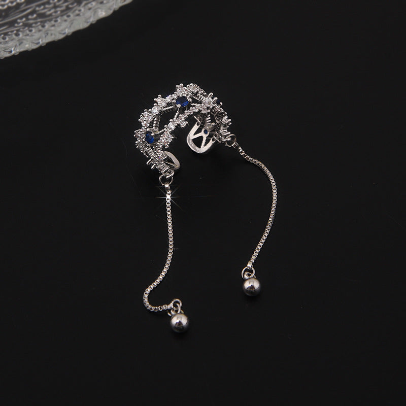 Fancy Girl Blue Zircon Tassel Ear Cuff