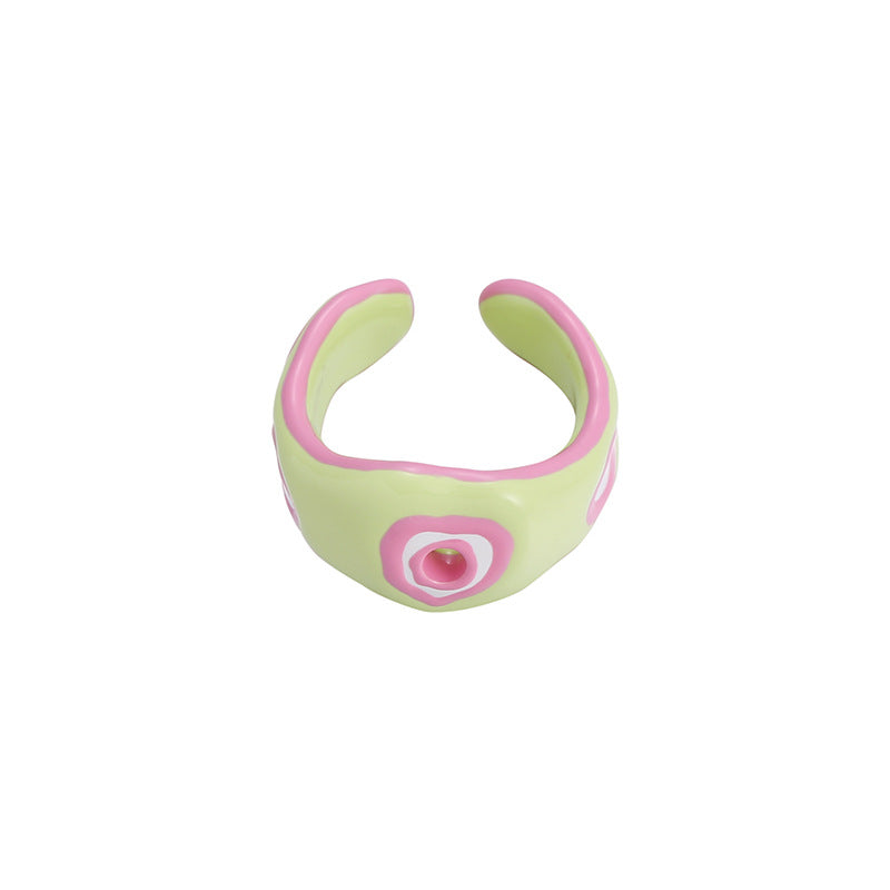 Y2k Green  with Pink Heart Ring