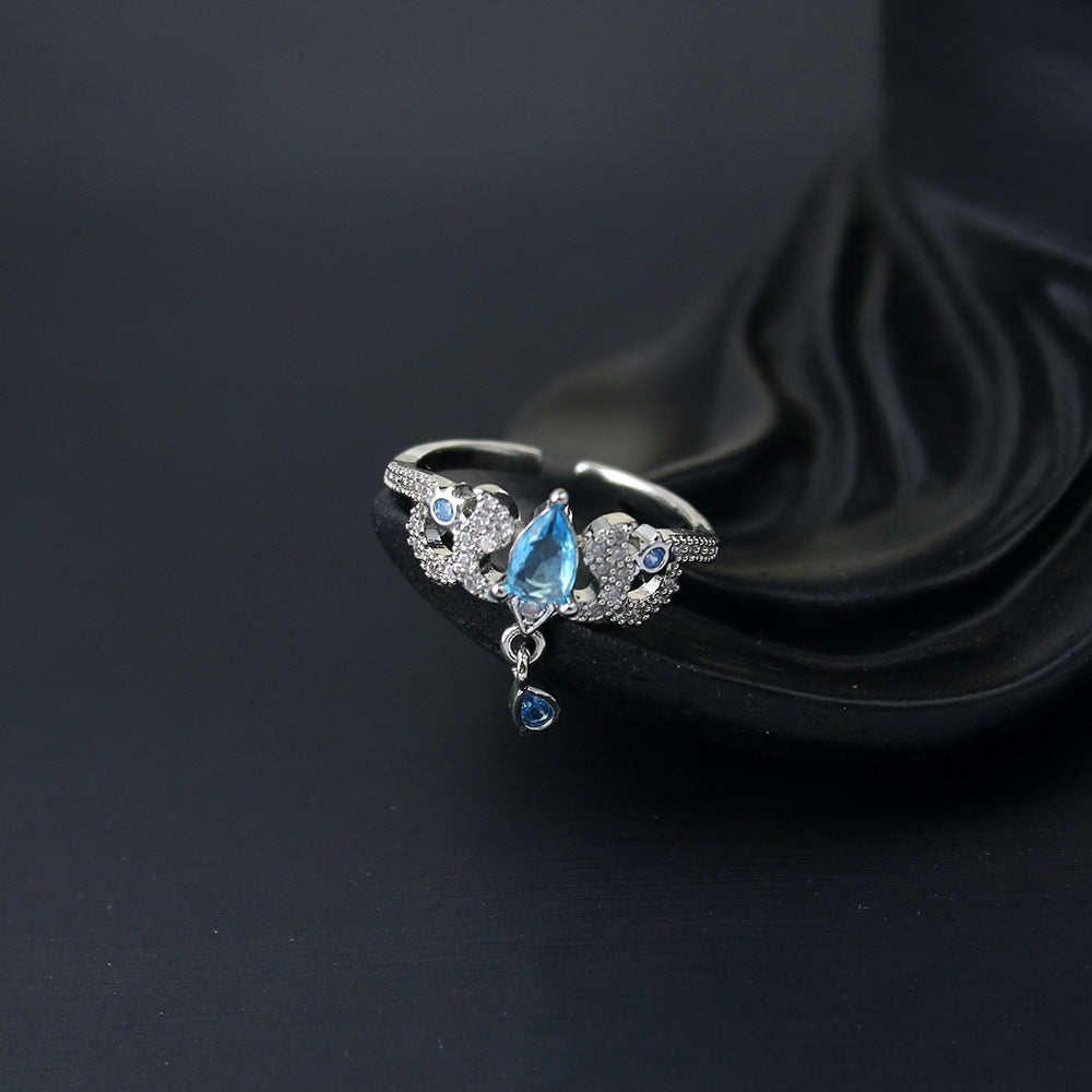 Designer Blue Rhinestone Focalors Ring