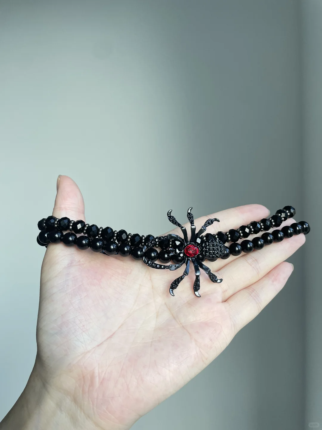 Black Spider Beads Choker Necklace Bracelet