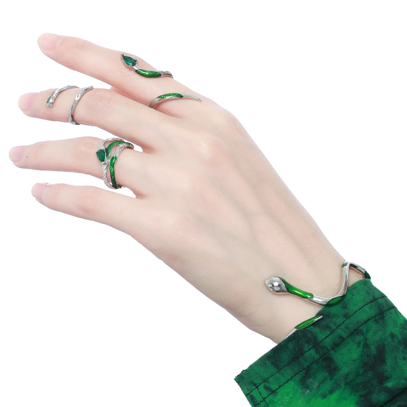 Slytherin Green Snake Open Ring & Bracelet