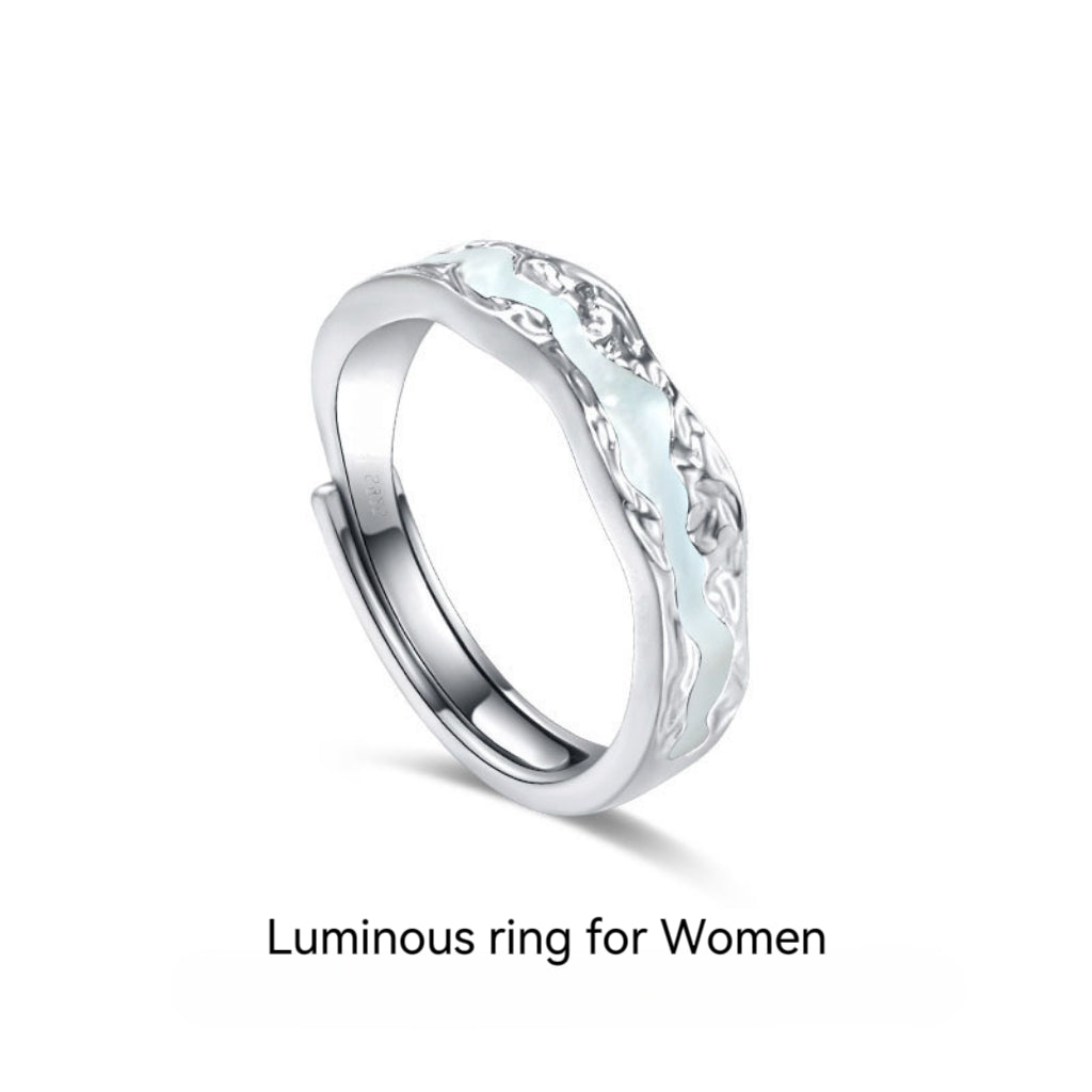 Designer Luminous S925 Silver Couple Ring