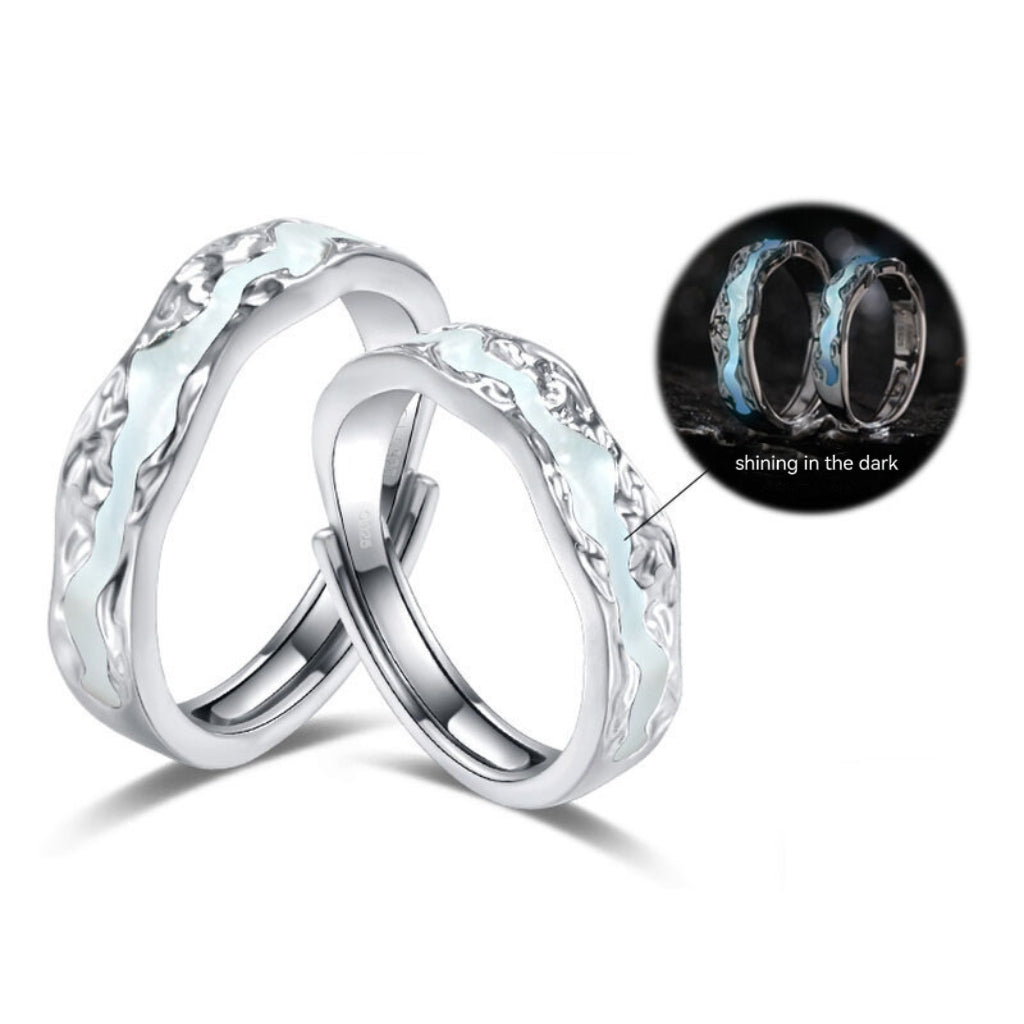 Designer Luminous S925 Silver Couple Ring