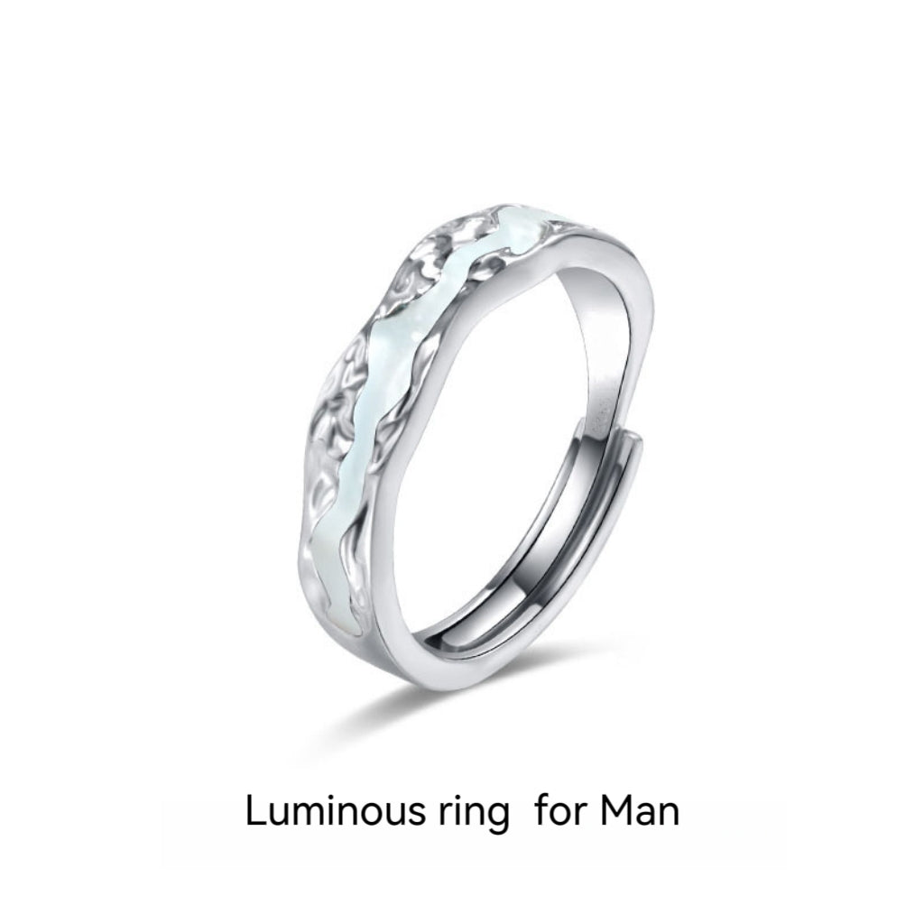 Designer Luminous S925 Silver Couple Ring