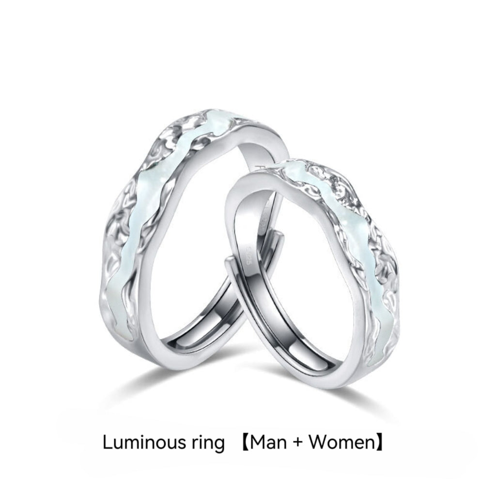 Designer Luminous S925 Silver Couple Ring