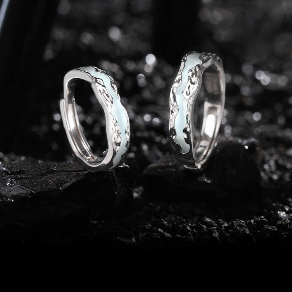 Designer Luminous S925 Silver Couple Ring