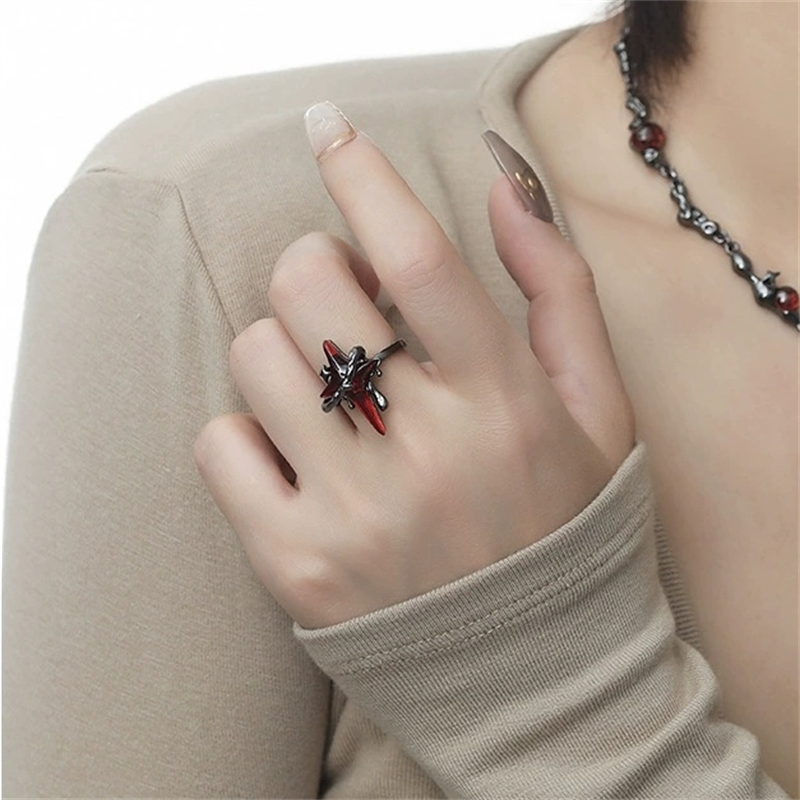 Gothic Style Bloody Star Vintage Adjustable Ring